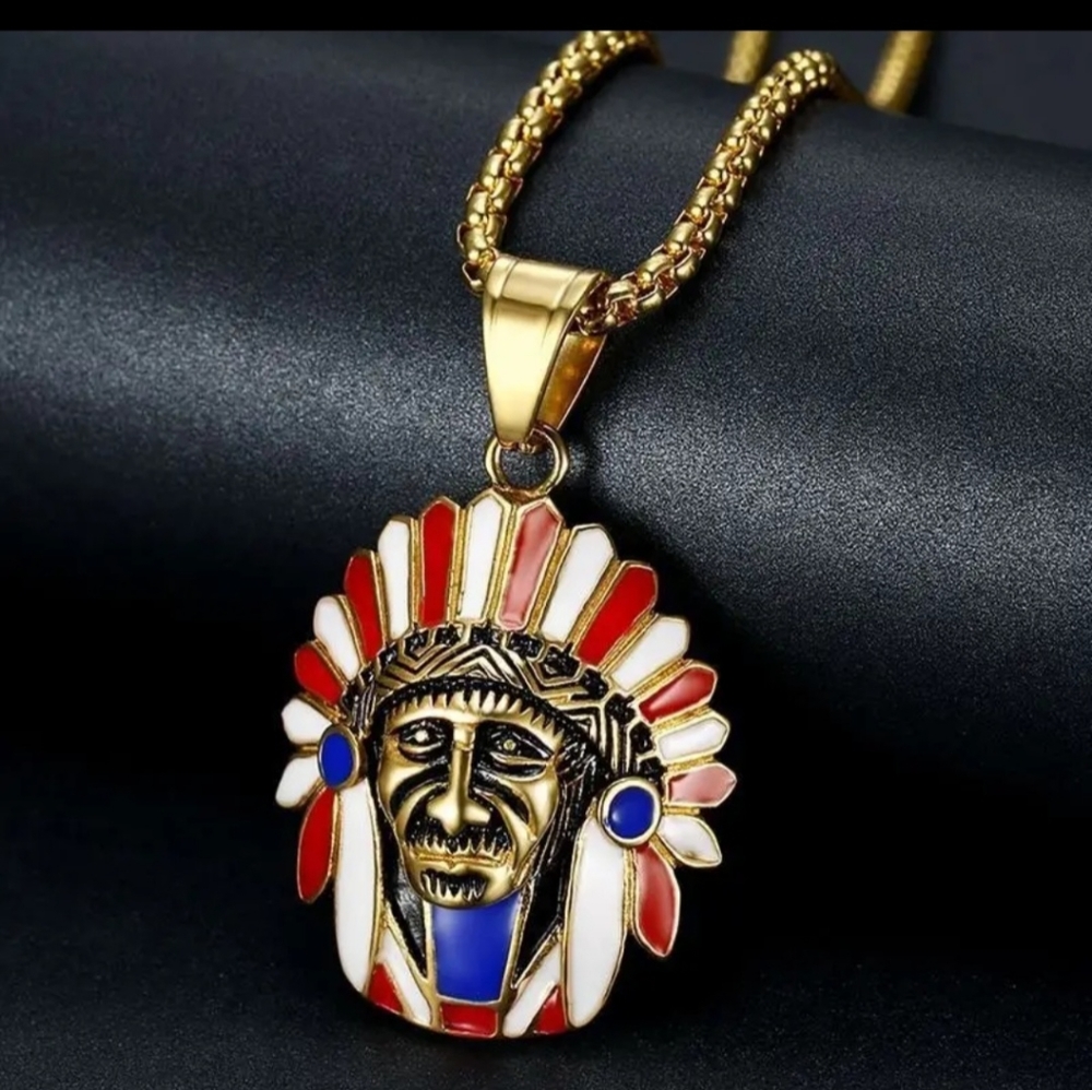 New plated Native American Chief necklace
